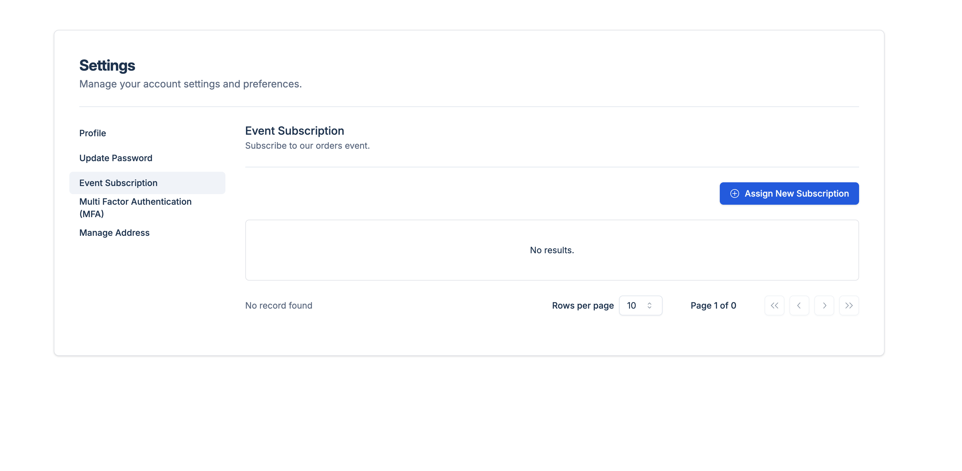 event subscriptions